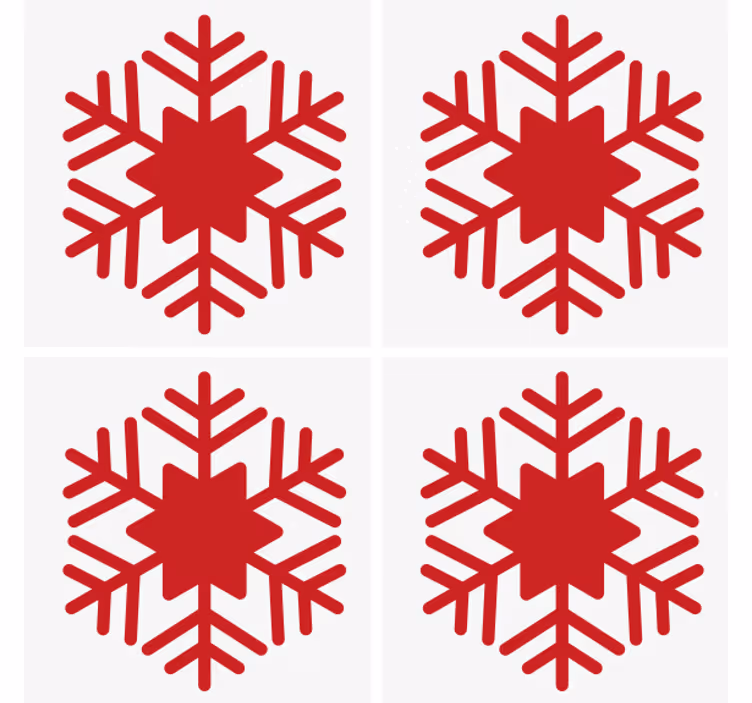 Punainen lumihiutalemalli jouluinen lasinalunen - Tenstickers
