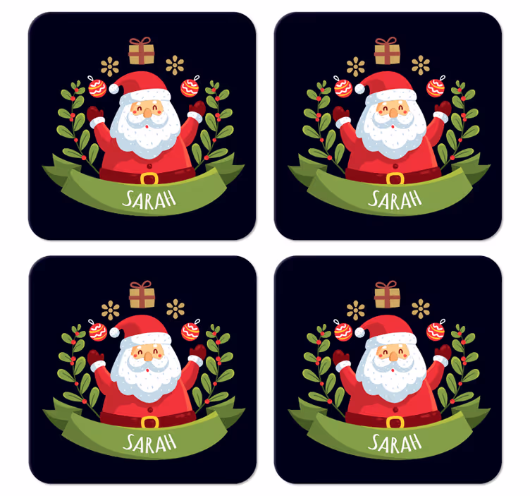 Joulupukki nimellä jouluiset lasinaluset - Tenstickers
