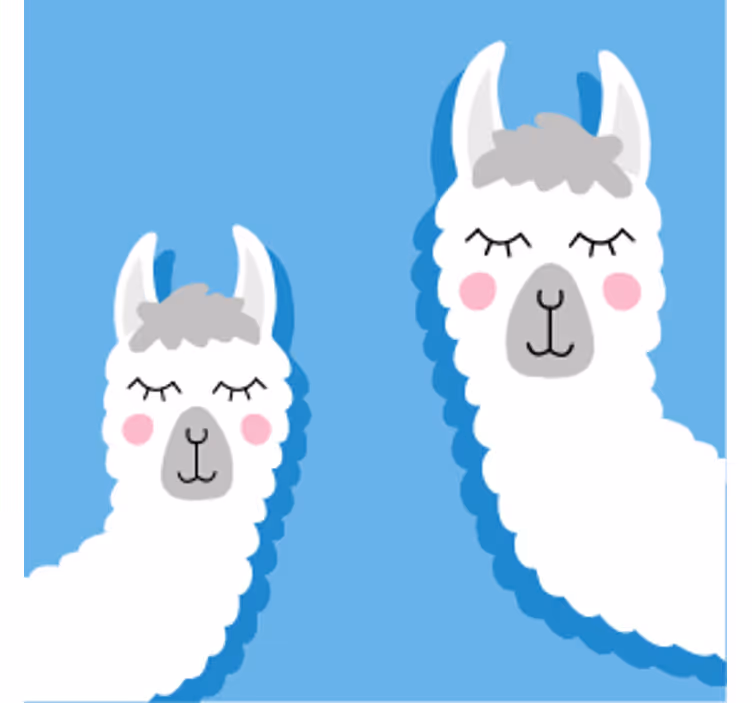 Kummajainen lasinalunen leikkisät llamahahmot - Tenstickers