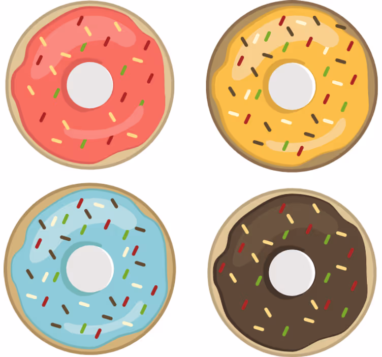 Kummajainen lasinalunen värikkäillä donitsikuvioilla - Tenstickers