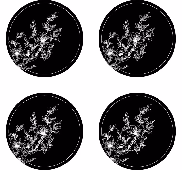 Kukkaviivataide lasinalunen - Tenstickers