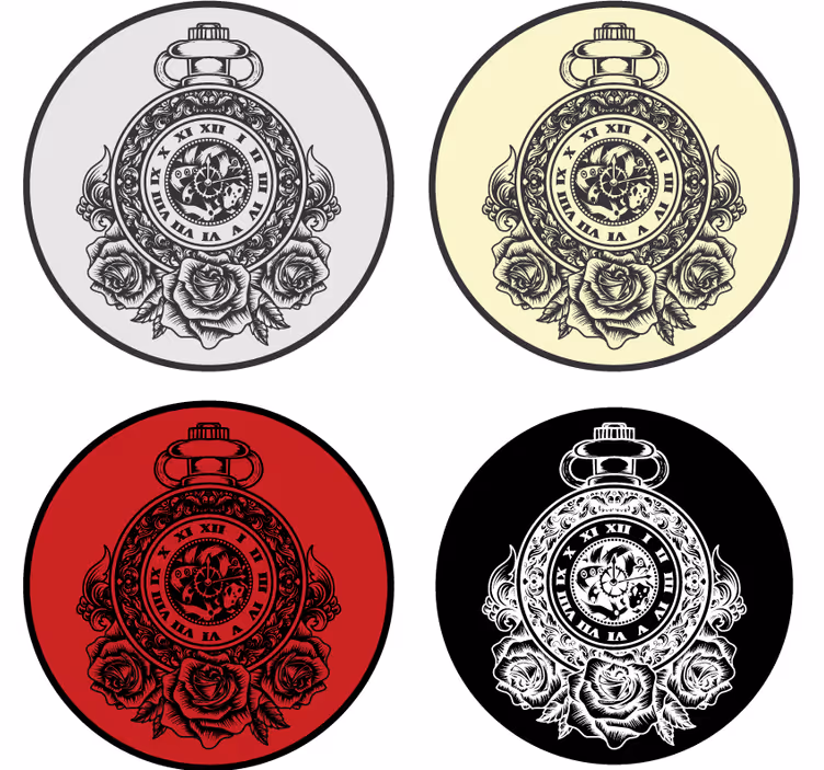Vintage taskukello ruusukuvioilla lasinalunen - Tenstickers