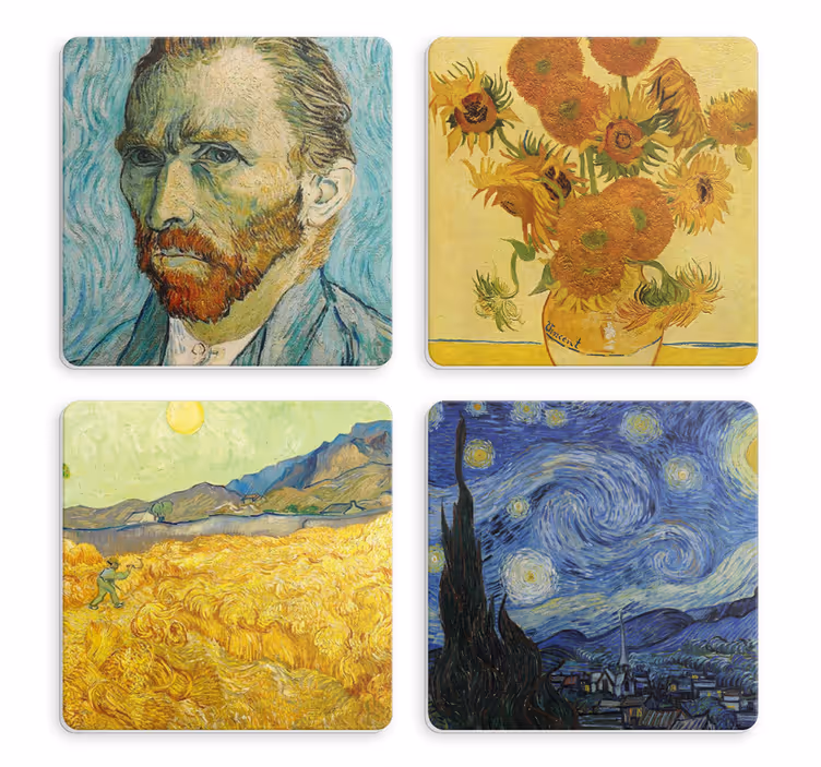 Van goghin taide lisää lasinalusia - Tenstickers
