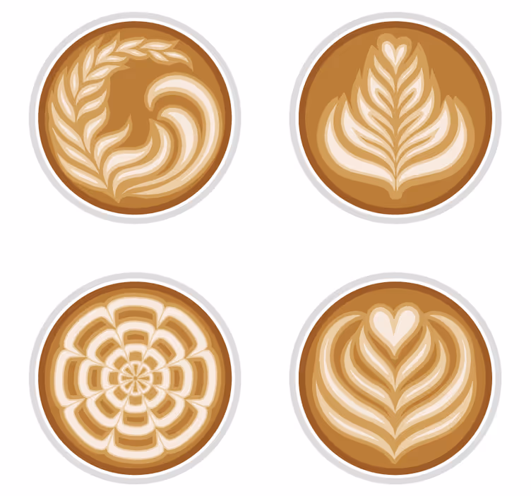 Kummajainen lasinalunen latte-taidekuviot - Tenstickers