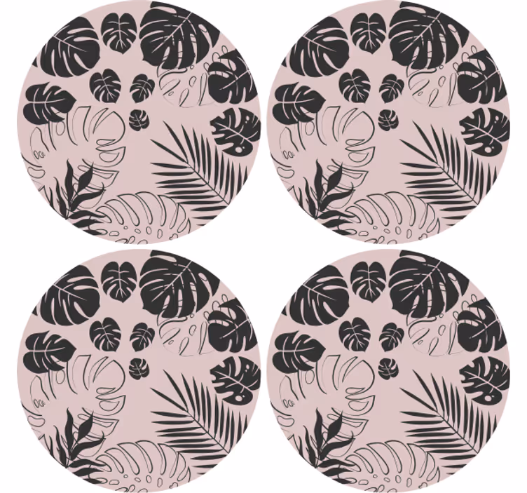 Vaaleanpunainen ja musta muotoilu monstera enemmän lasinaluset - Tenstickers