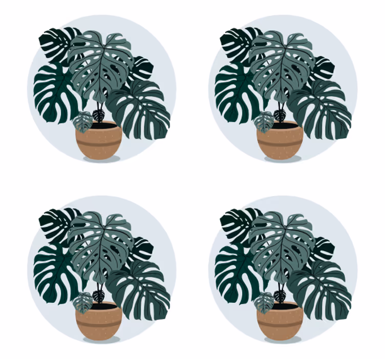 Moderni lasinalunen monstera-kasvi-illustratio - Tenstickers
