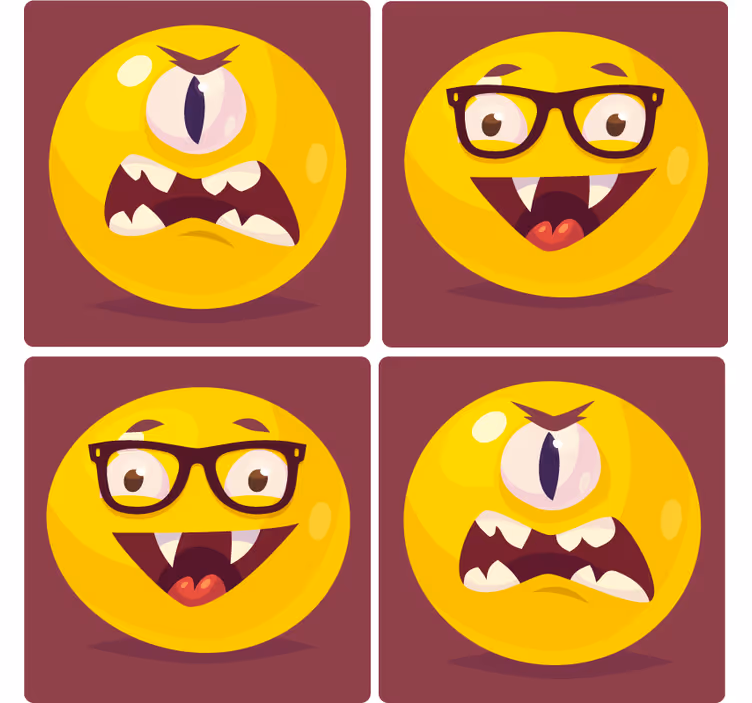 Kummajainen lasinalunen hymyilevät kasvot - Tenstickers