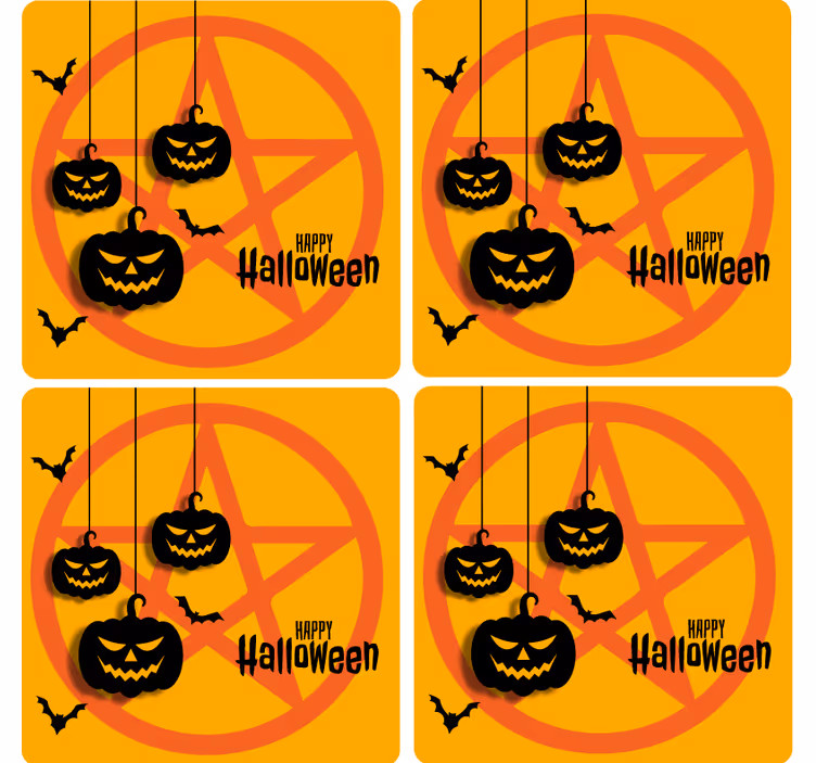 Pelottava kurpitsa-aihe Halloween lasinalunen - Tenstickers