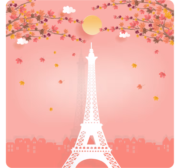 Moderni lasinalunen eiffel-tornin syksyinen maisema - Tenstickers