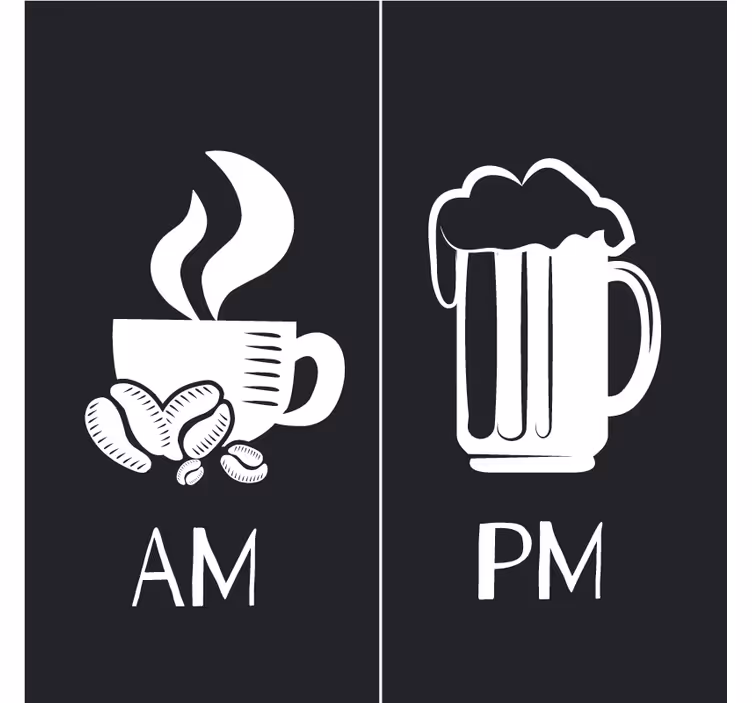 Aamukahvi iltapullo lasinalunen sanonnalla - Tenstickers