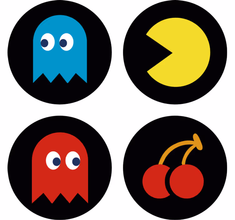 Kummajainen lasinalunen värikkäitä retroikoneja - Tenstickers