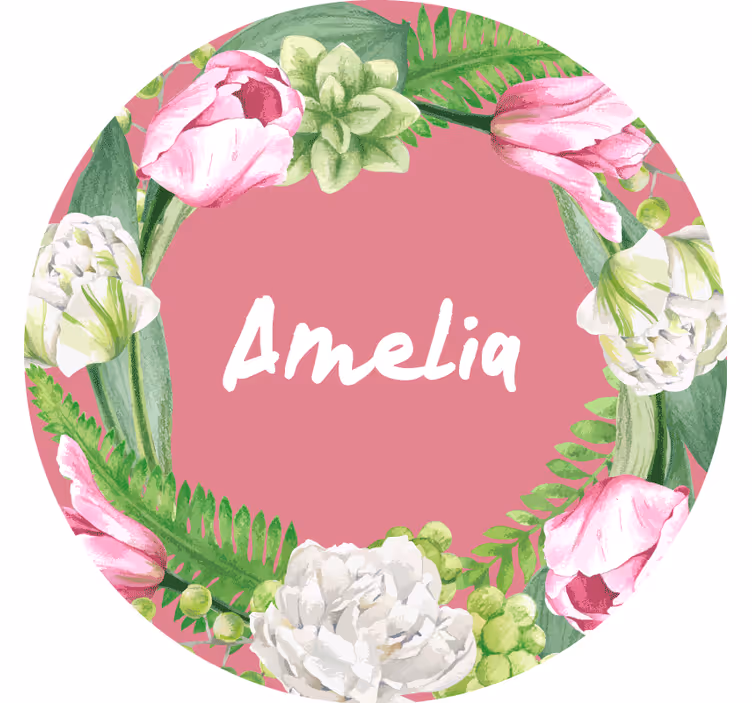 Kukallinen vaaleanpunainen seppele omanlainen lasinalunen - Tenstickers