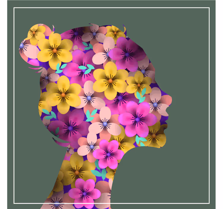 Moderni lasinalunen kukkasiluetti profiili - Tenstickers