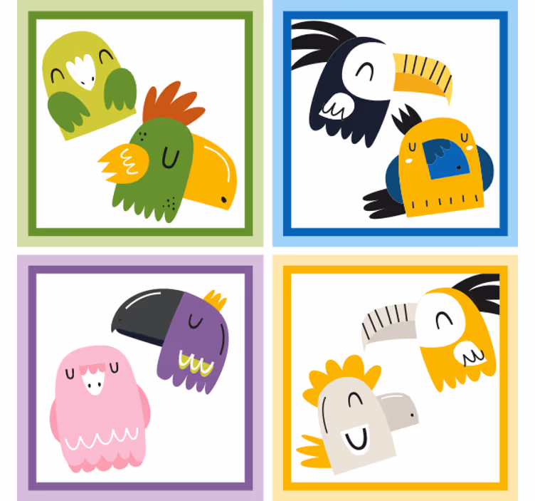 Värikkäät lintujen kasvot olutlasinaluset - Tenstickers
