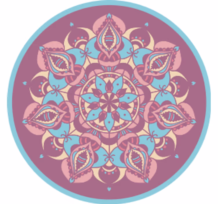 Mandala sininen violetti vaaleanpunainen vintage lasinalunen - Tenstickers