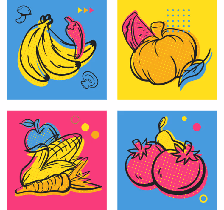 Moderni lasinalunen värikkäillä hedelmäkuvioilla - Tenstickers