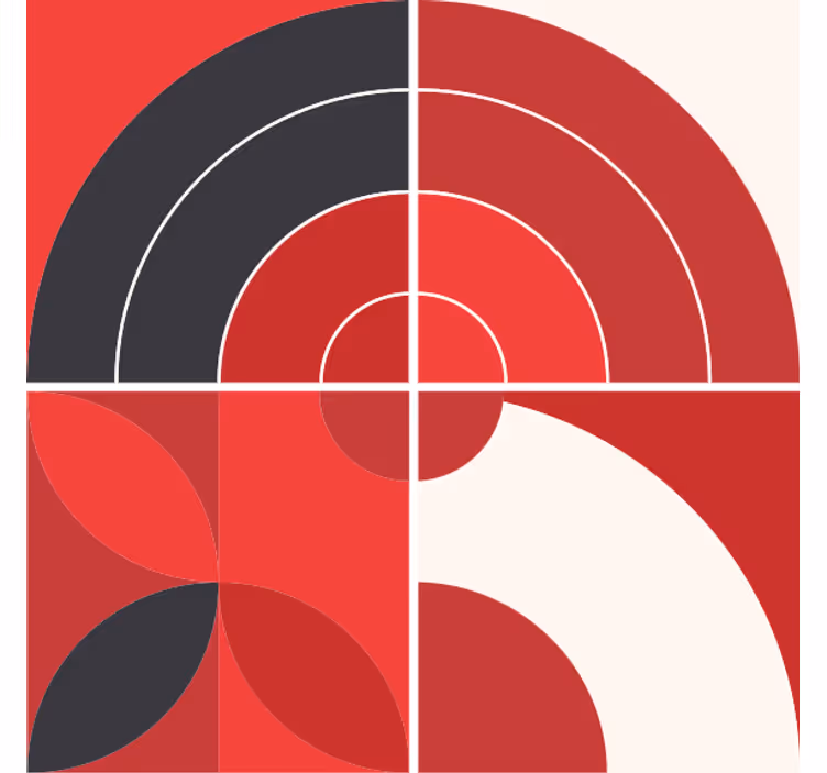 Punainen geometrinen taide modernit lasinaluset - Tenstickers