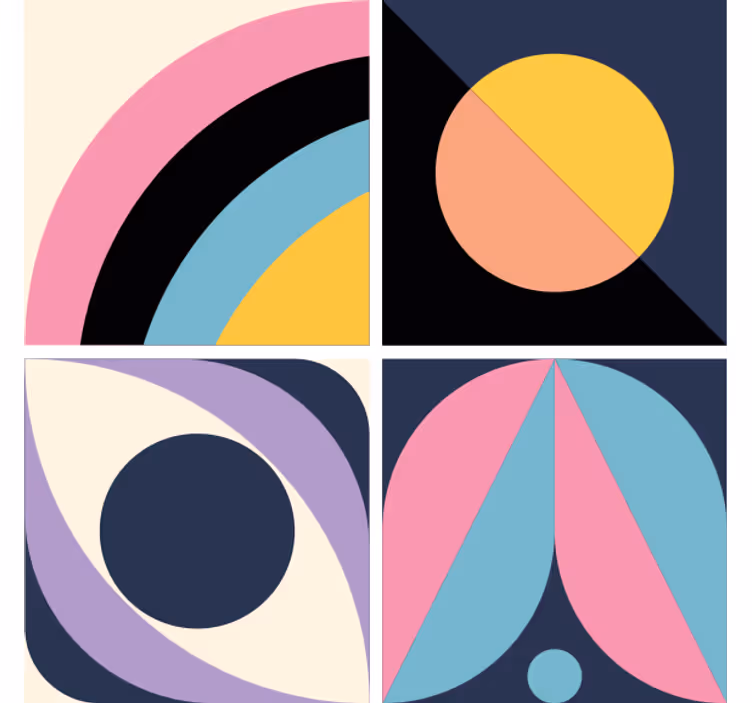 Monihahmot maalaus geometrinen taide modernit lasinaluset - Tenstickers