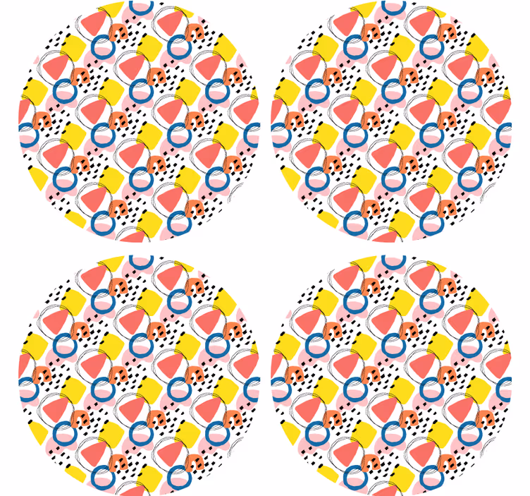 Kummajainen lasinalunen värikkäillä abstrakteilla muodoilla - Tenstickers