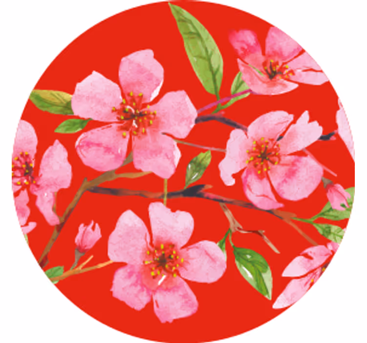 Kukkainen vaaleanpunainen kukka lasinalunen - Tenstickers