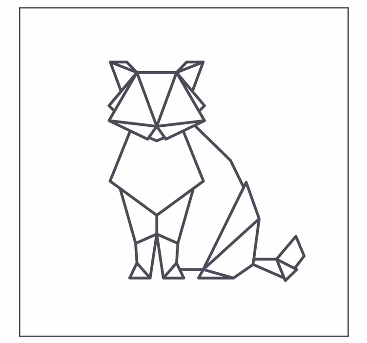 Kummajainen lasinalunen geometrinen kissapatsas - Tenstickers