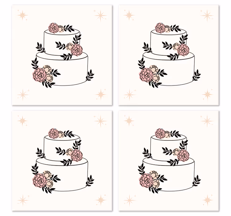 Kukkainen kakku lasinalunen häihin - Tenstickers