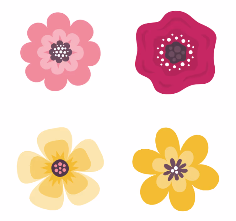 Yksinkertainen kukka siluetti modernit lasinaluset - Tenstickers