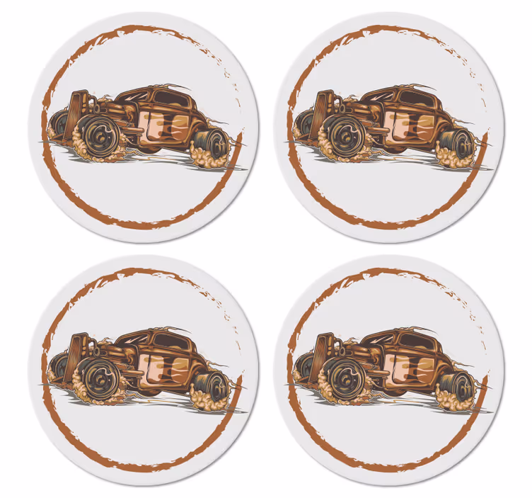 Vintage lasinalunen klassisella kilpa-autokuviolla - Tenstickers