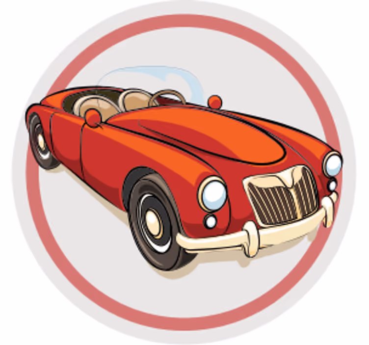 Kummajainen lasinalunen vintage punainen urheiluauto - Tenstickers