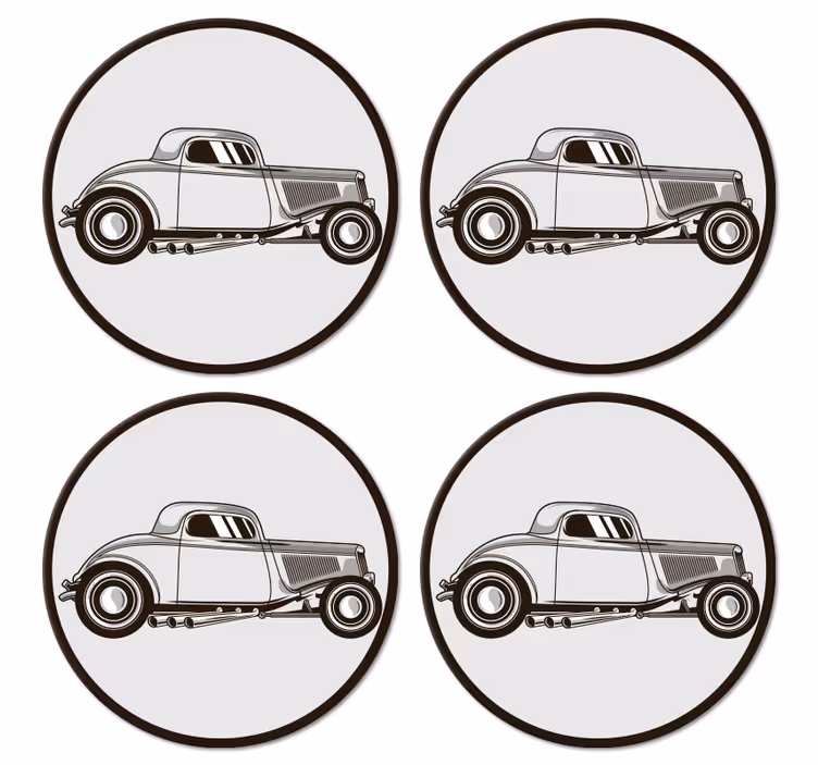 Kummajainen lasinalunen klassisen auton siluetti - Tenstickers