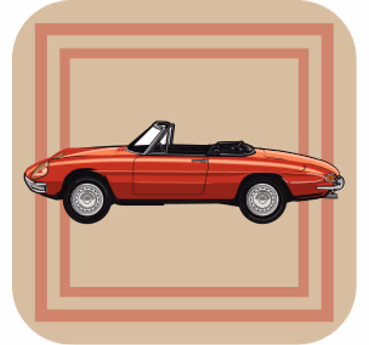 Avoauto punainen auto vintage lasinalunen - Tenstickers