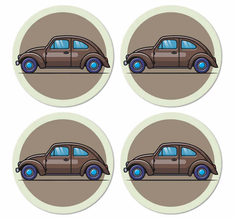 Kuoriainen sarjakuva auto vintage lasinalunen - Tenstickers