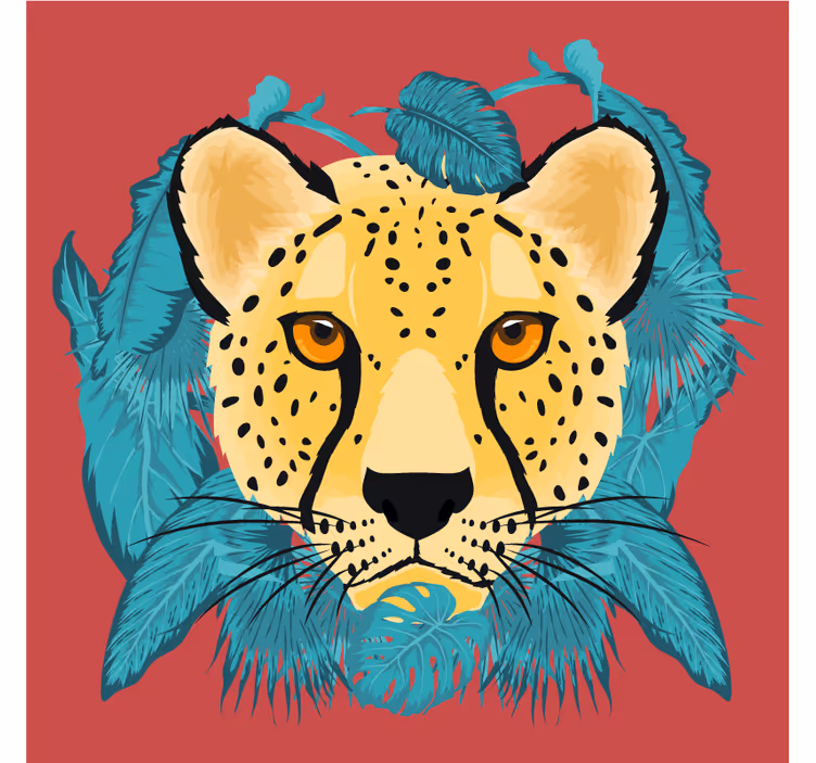 Kummajainen lasinalunen tyylitelty leopardiillustratio - Tenstickers