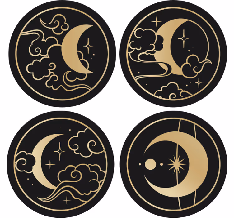 Japanilaiset kuun ympyrät vintage lasinalunen - Tenstickers