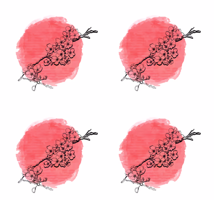Japanilainen kirsikankukka vintage lasinalunen - Tenstickers
