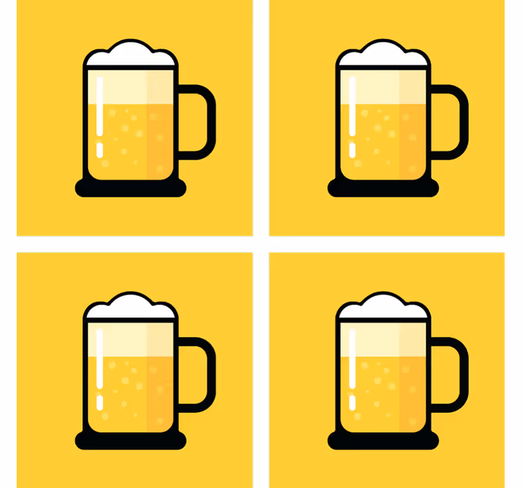 Keltainen olutmuki-kuvituslasinalunen - Tenstickers