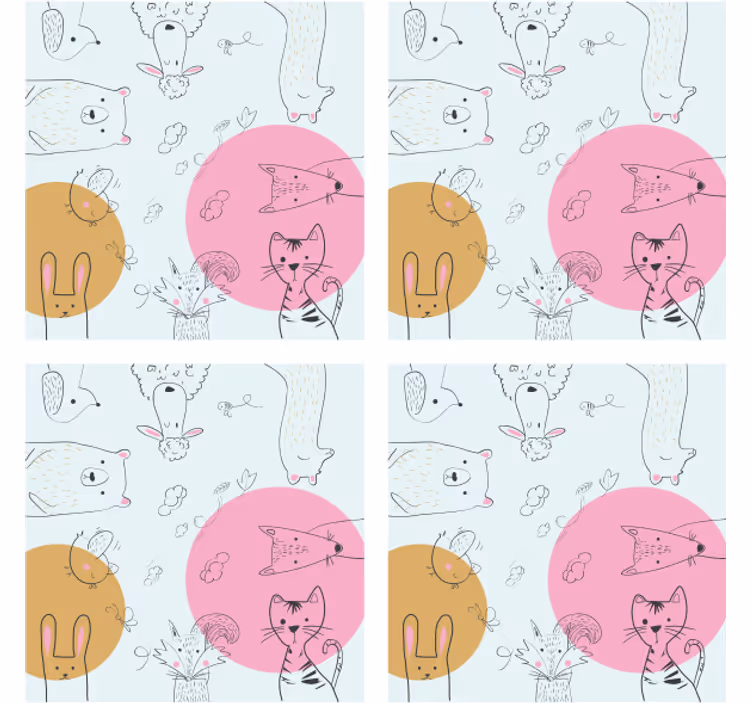 Kummajainen lasinalunen eläinaiheisin kuvituksin - Tenstickers