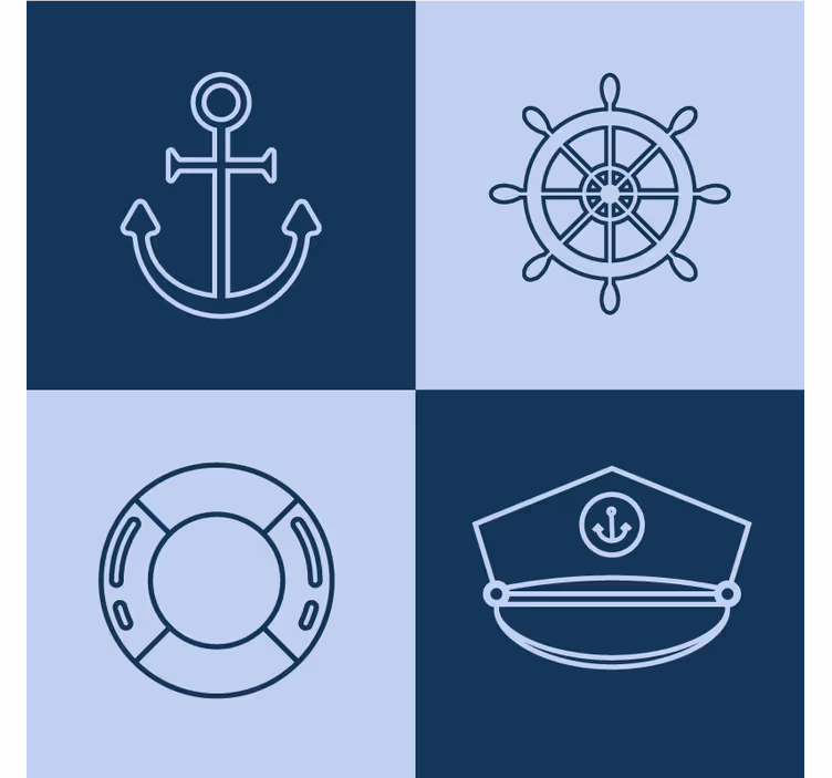 Moderni lasinalunen ankkuri ja meriteemat - Tenstickers