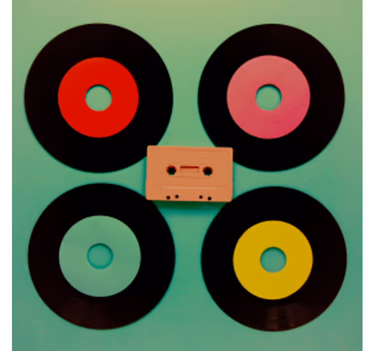 Kummajainen lasinalunen retro vinyylilevysetti - Tenstickers