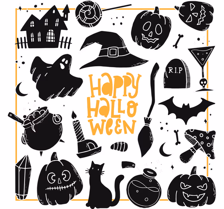 Halloweenin karmivat kuvitukset lasinalusena - Tenstickers
