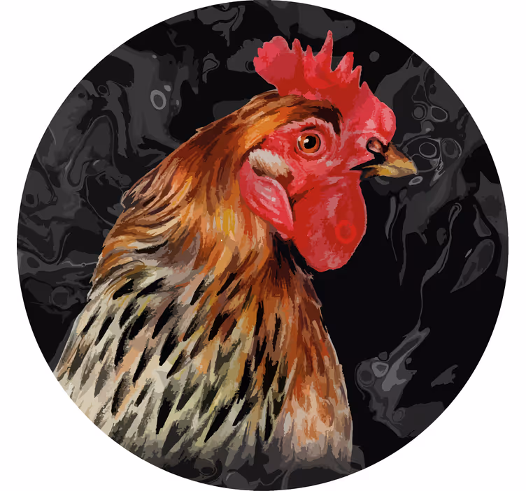 Vintage lasinalunen realistisella kukkoportrétilla - Tenstickers
