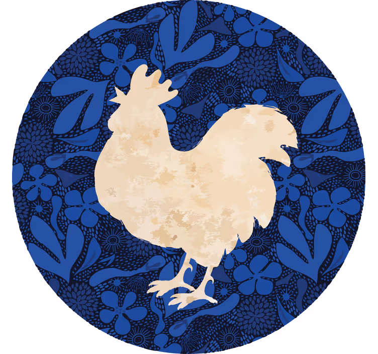 Vintage lasinalunen kukkakuviolla ja kukko-siluetilla - Tenstickers