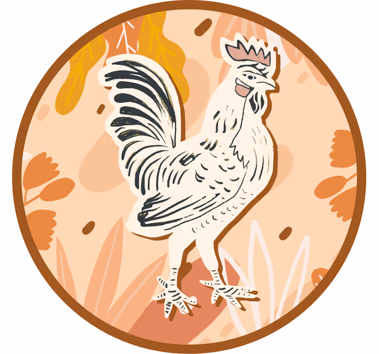 Kummajainen lasinalunen tyylitelty kukkoillustratio - Tenstickers