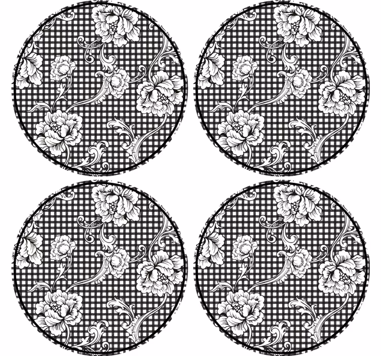 Kukkakuvioinen ruutulasinalunen - Tenstickers