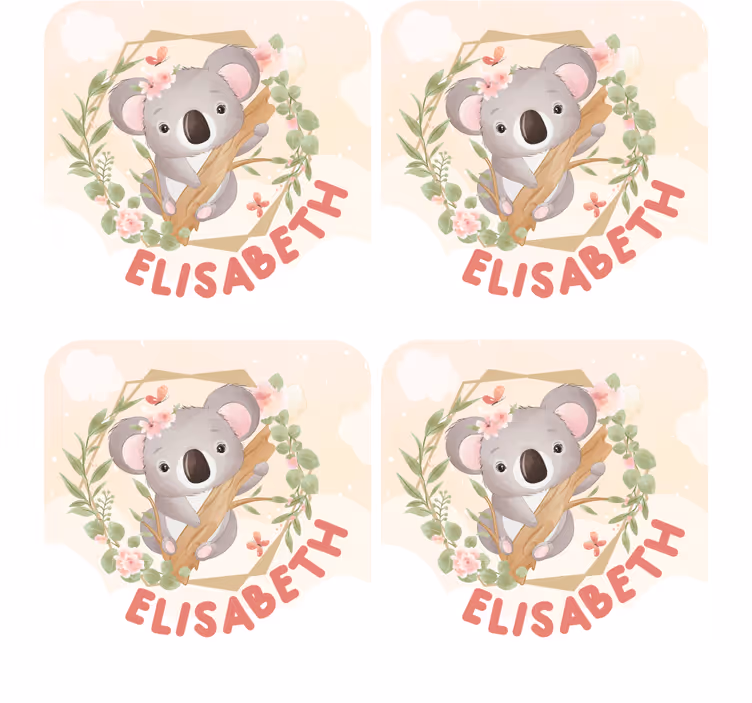 Omanlainen lasinalunen söpö koala kukilla - Tenstickers