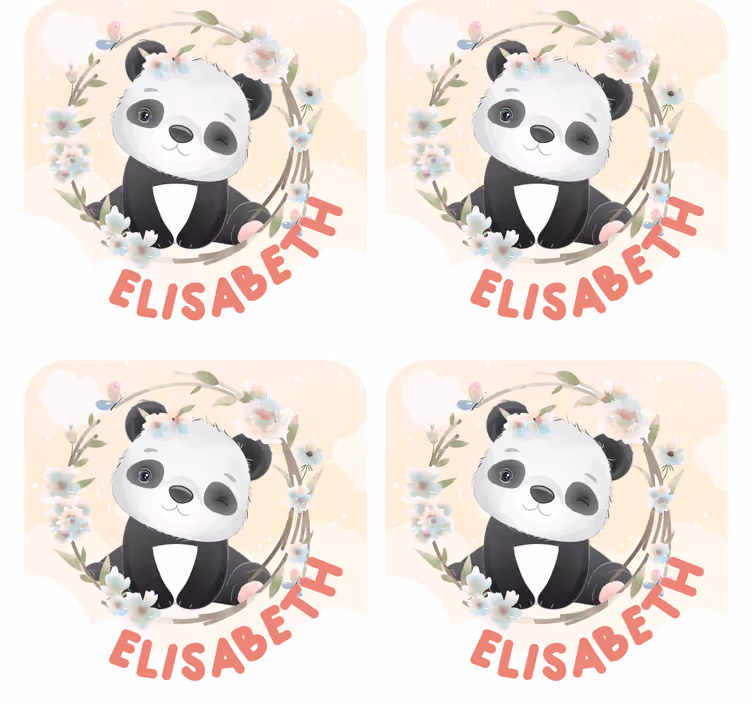 Söpöjä eläimiä panda nimellä muokattavat lasinaluset - Tenstickers