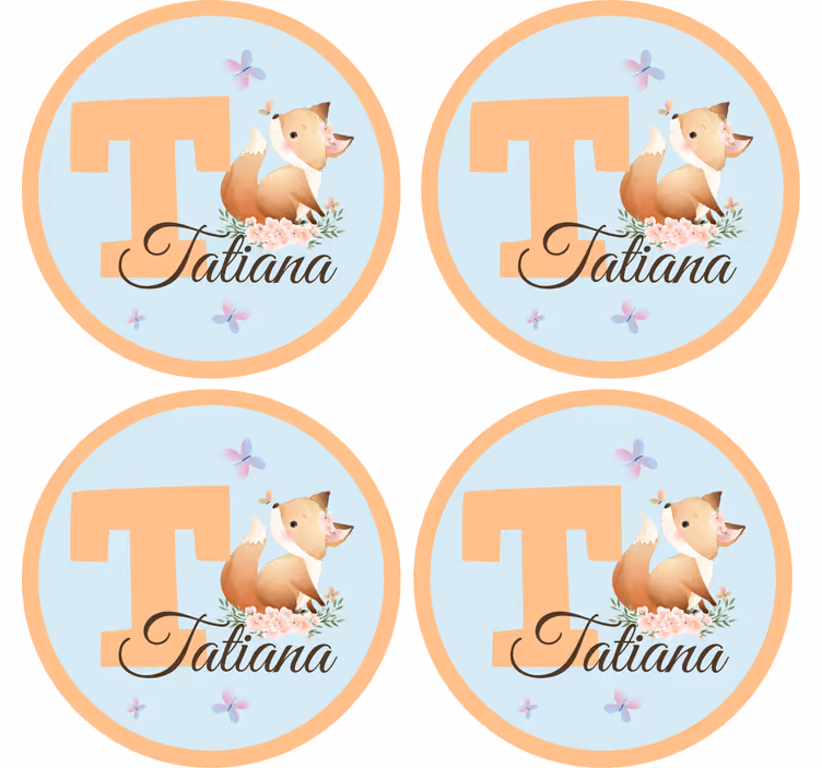Söpöjä eläimiä kettu nimellä muokattavat lasinaluset - Tenstickers