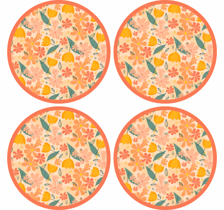 Kukkaiskuvioinen pyöreä lasinalunen - Tenstickers