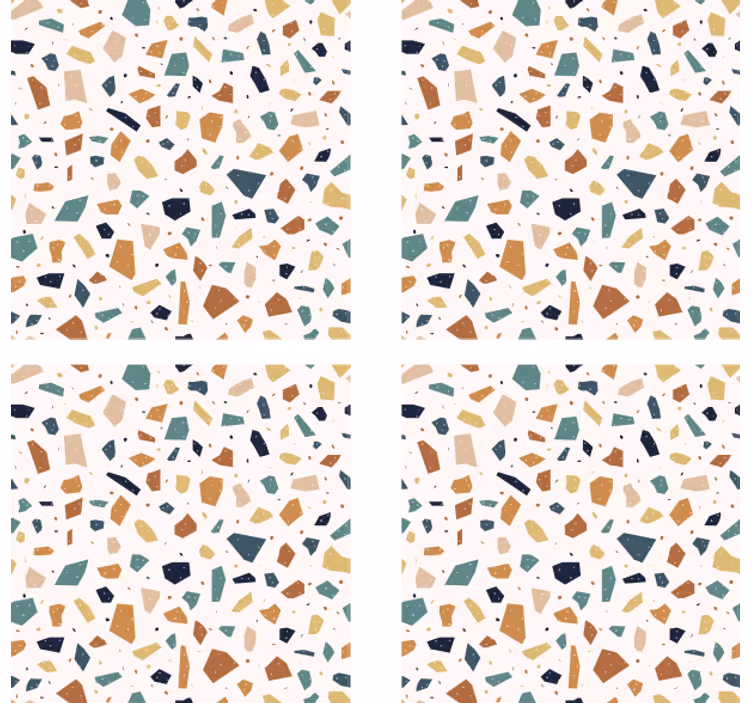 Lämpimän värinen terrazzo -kuvio lisää lasinalusia - Tenstickers