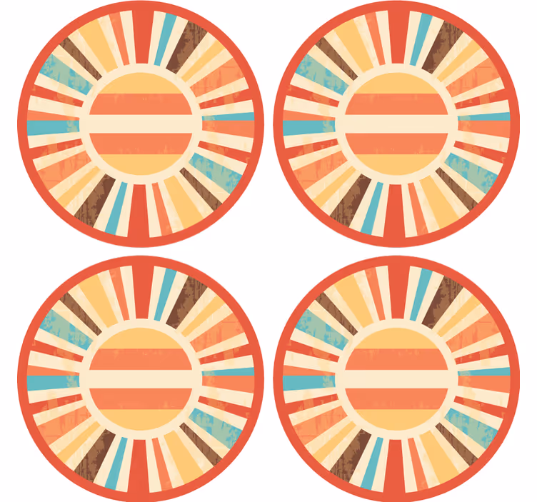 Värikkäitä retro -auringonsäteitä vintage lasinalunen - Tenstickers